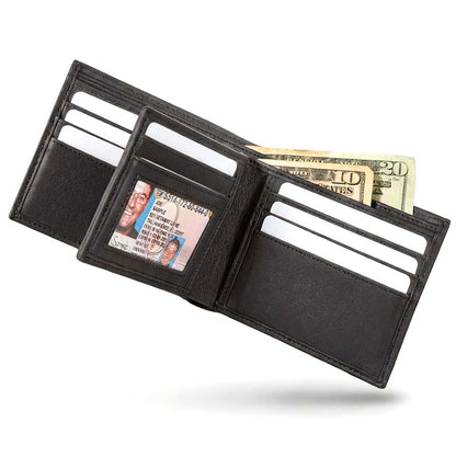 Mens RFID 10 Slot Bifold Wallet with ID Window