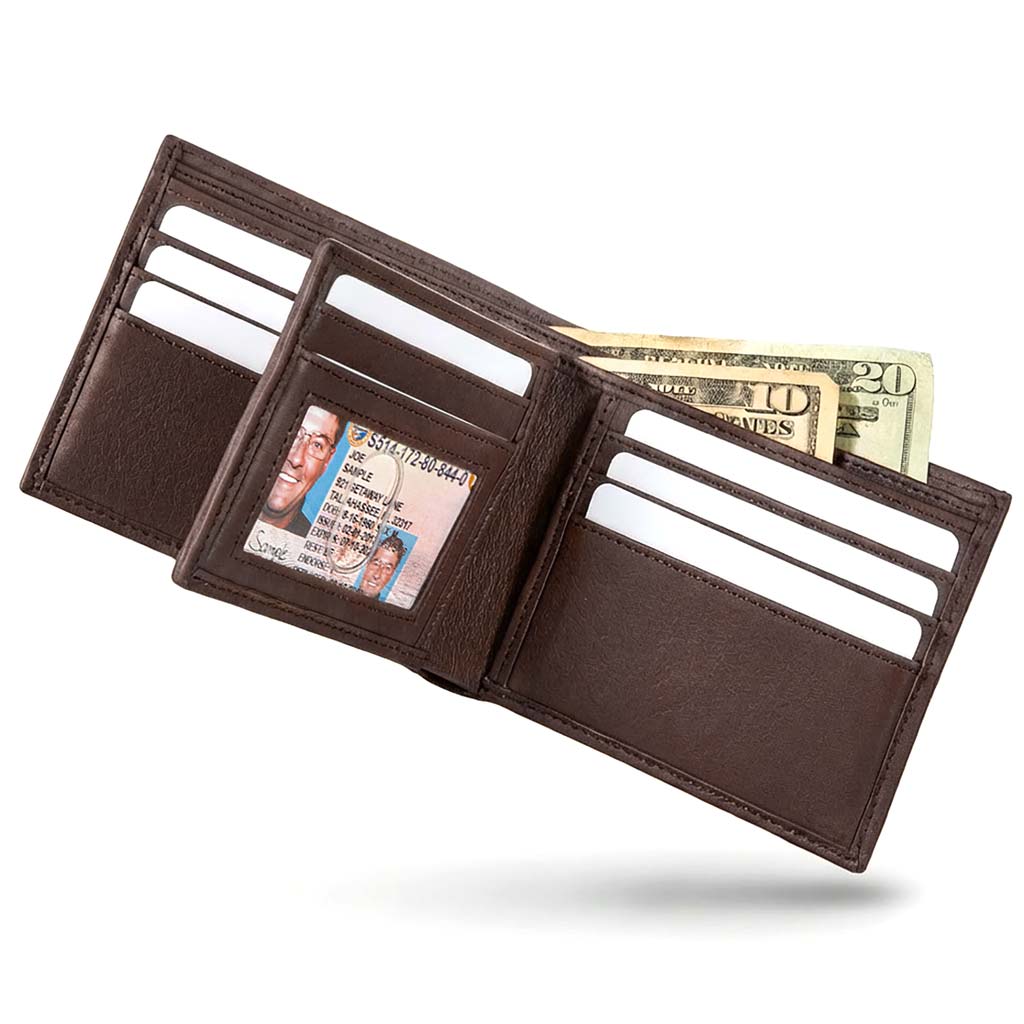 Mens RFID 10 Slot Bifold Wallet with ID Window
