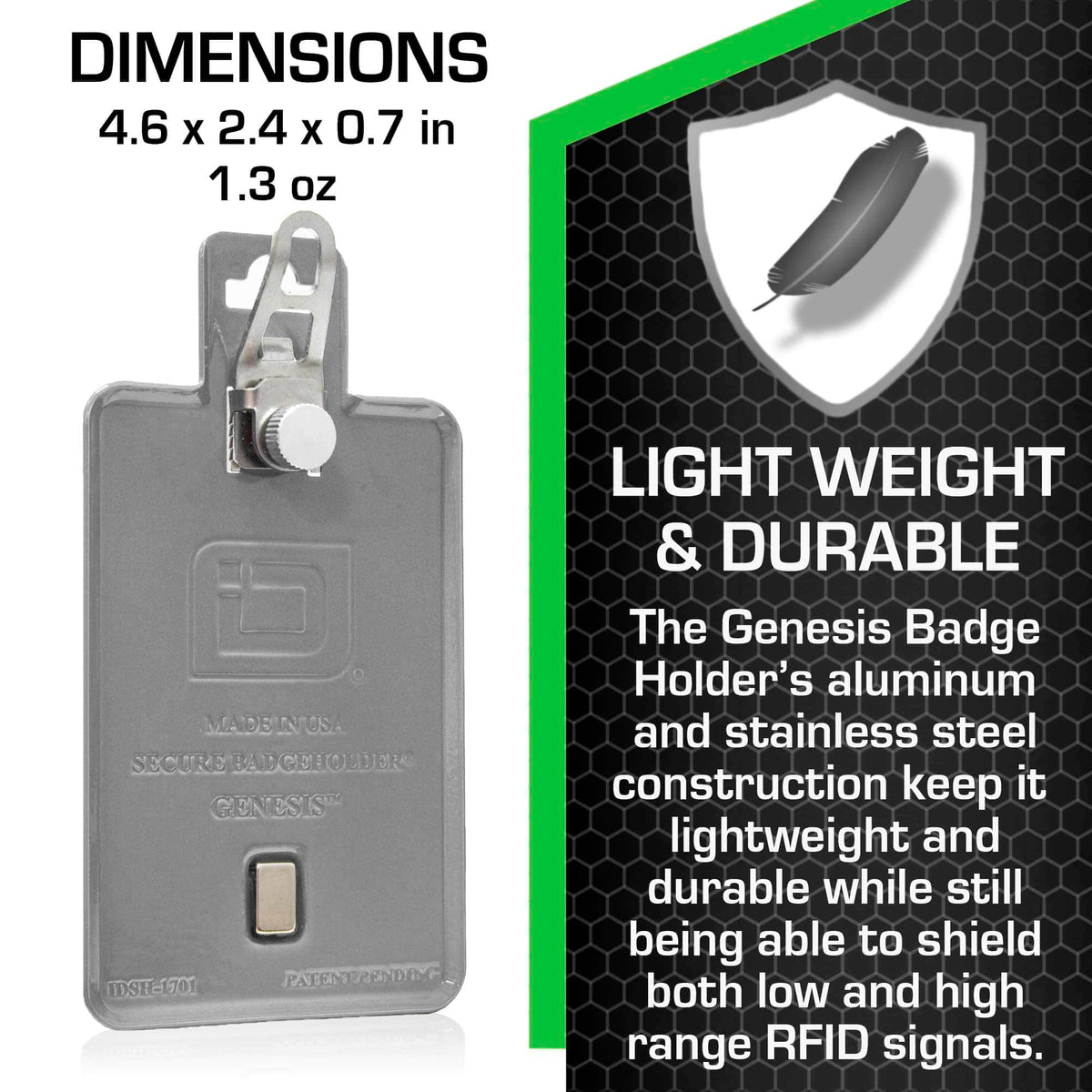 All Metal Magnetic Badge Holder - RFID Secure Badge Holder Genesis™ with BloxProx™