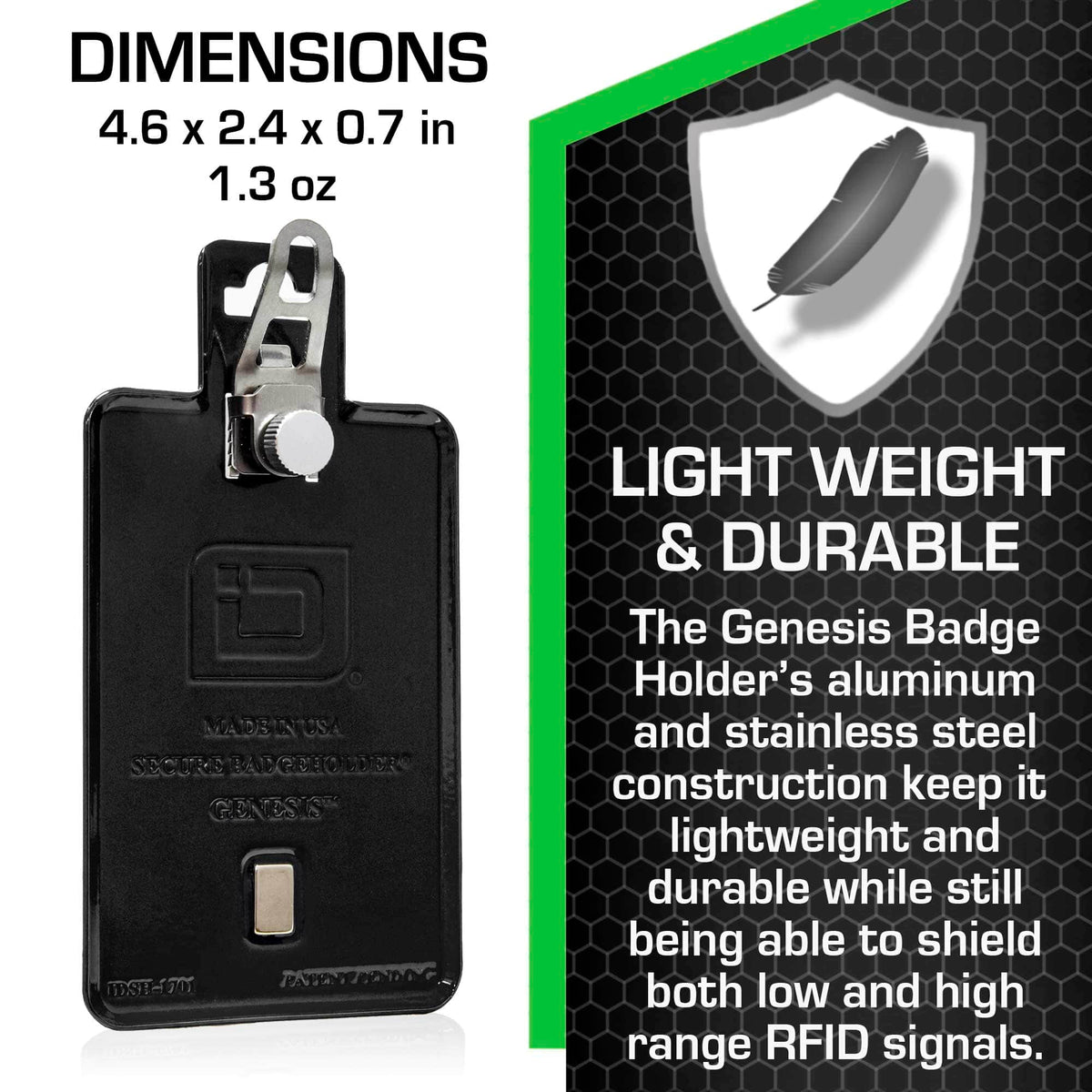All Metal Magnetic Badge Holder - RFID Secure Badge Holder Genesis™ with BloxProx™