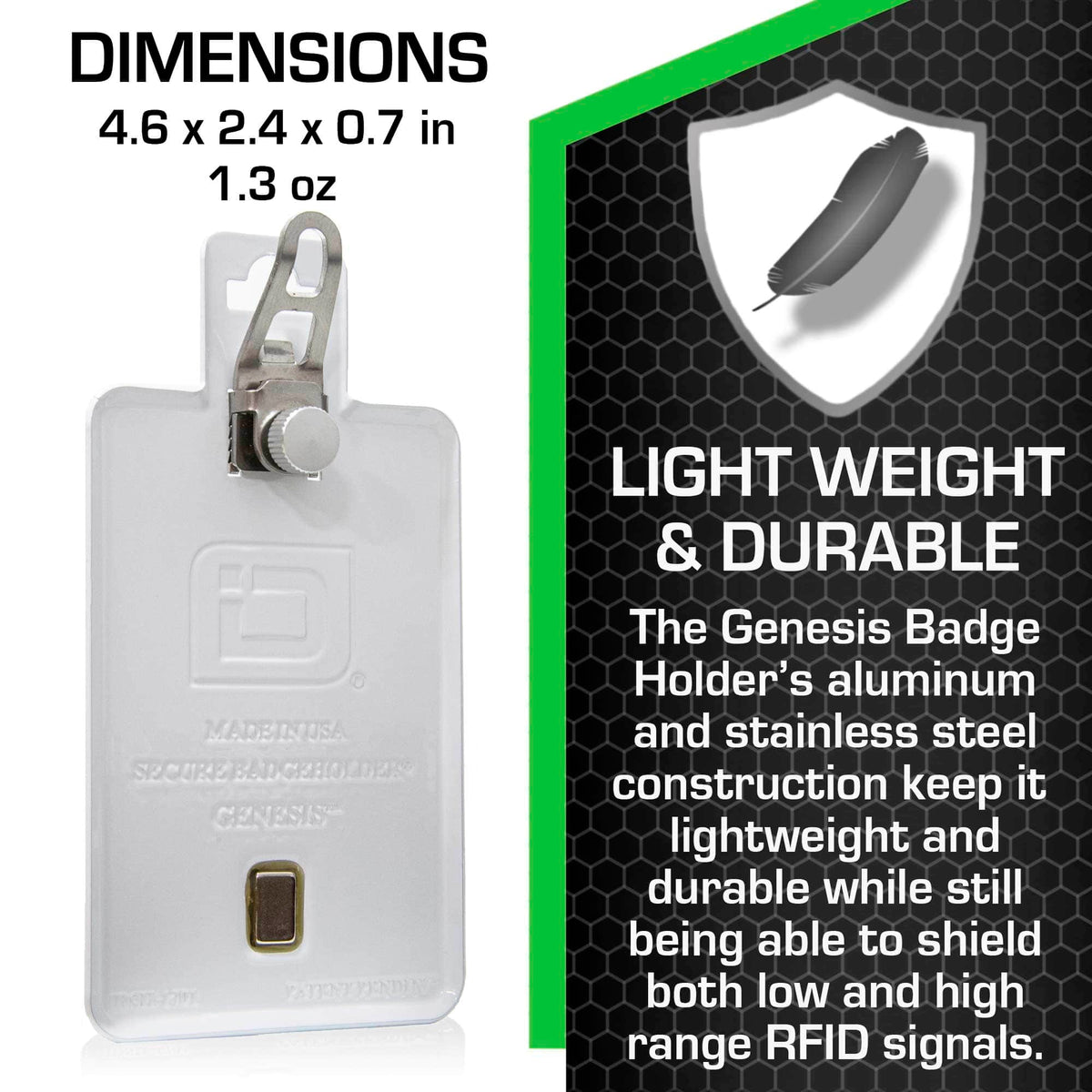 All Metal Magnetic Badge Holder - RFID Secure Badge Holder Genesis™ with BloxProx™