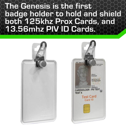 All Metal Magnetic Badge Holder - RFID Secure Badge Holder Genesis™ with BloxProx™