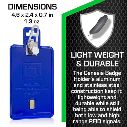 All Metal Magnetic Badge Holder - RFID Secure Badge Holder Genesis™ with BloxProx™