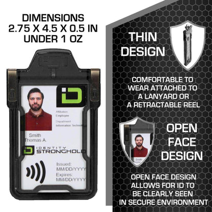"Squeeze to Read" Secure Badge Holder Classic Vertical 1 ID Card Holder